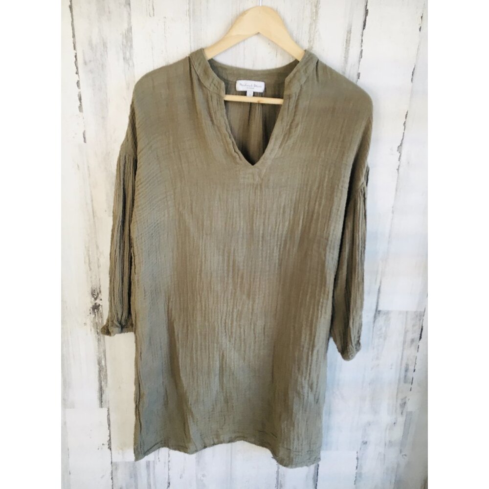 NWOT Michael Stars Katrina Gauze Dress Taupish Olive Green Boho S